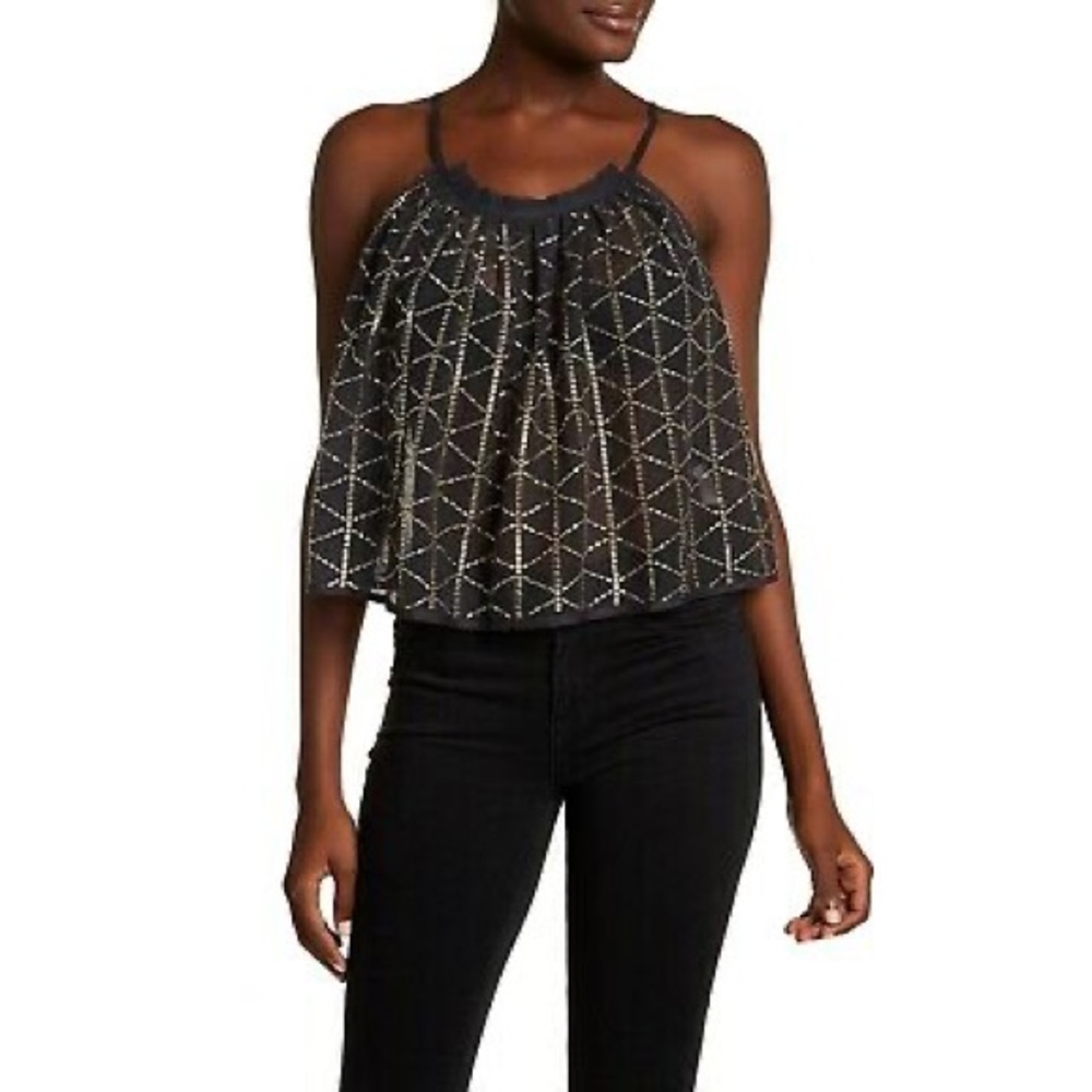 Free people Atlantis mesh metallic tank